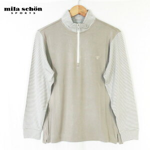 新品 ミラショーンスポーツ mila schon SPORTS カットソー 48 MCS1303 Lサイズ ミルクティ メンズ トップス 長袖 アクリル×レーヨン×ポリウレタン ストレッチ ゴルフウェア 日本製 33670-111