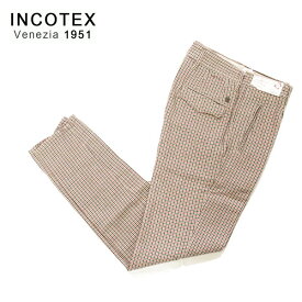 60%OFF 新品 インコテックス INCOTEX パンツ 33 MPT2821 LLサイズ レッド メンズ コットン×リネンパンツ チェック柄 ストレート REGULAR FIT