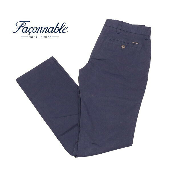 80%OFF 新品 ファソナブル Faconnable パンツ 34 MPT2650 Sサイズ ネイビー レディース コットン 綿 ストレッチ サイドポケット アウトレット