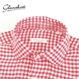 60%OFF 新品 グランシャツ Glanshirt シャツ 39 MSH1770 Mサイズ レッド×ホワイト メンズ カジュアルシャツ リネン100% セミワイド ギンガムチェック 長袖 イタリア製 WEEN G7034