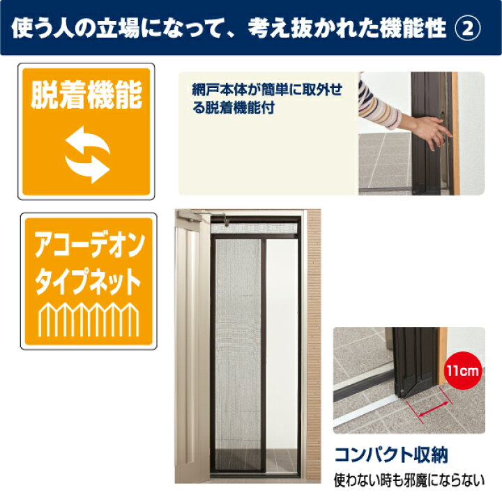 楽天市場】玄関ドア用アコーデオン式網戸 ドアーモ : 網戸屋本舗