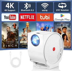 �y270°��]& USB-C& ������`�␳�z4K�Ή��v���W�F�N�^�[�V�䓊�e ���P�x400ANSI �z�[���v���W�F�N�^�[ Android TV���� 1080P�Ή� ���o�C���v���W�F�N�^�[ �ƒ�p ���^ 5G WIFI6 �o����Bluetooth �Y�[���@