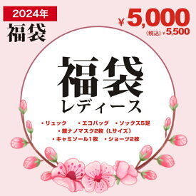 【2024福袋 レディース福袋】【予約商品】数量限定 送料無料 2024年 6点セット リュック エコバッグ ソックス5足セット キャミソール ショーツ 銀ナノマスク2枚 5000-Women SGW