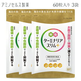 アミノセルス製薬 ターミナリアスリム+（プラス） 機能性表示食品 糖や脂肪の吸収を抑える ダイエットサポートサプリ 60粒 15日分 3袋