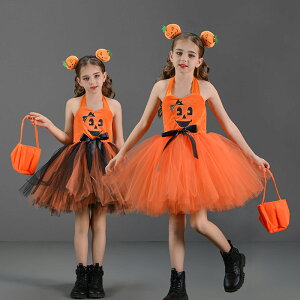 3点セット ハロウィン 子供用コスプレ ワンピース かぼちゃ コスチューム 仮装 cosplay カボチャ コスプレ キッズコスチューム 仮装 キャップ付き 女の子 可愛い パーティー 衣装 人気 オレン
