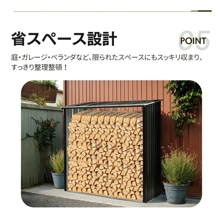 楽天市場】薪ラック 屋根付き 薪小屋 L192×W89×H190cm 屋外 耐荷重 