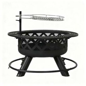 【焼き網付き/高さ調整】焚き火台 大型 キャンプ 6~8人用 ファイヤーピット 丸型 バーベキューコンロ 焚火台 大型焚火 ファミリー キャ
