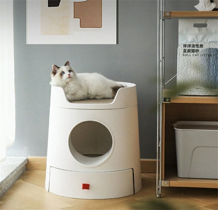 楽天市場 キャスター式猫トイレ 猫トイレ 大型 飛び散らない 飛び散り防止 モデキャット 猫キャスター リタートレイ 猫 ネコ トイレ 本体 大きめ おしゃれ 人気 目隠し 隠す カバー スコップ 砂 袋 掃除しやすい 足拭き Amistad