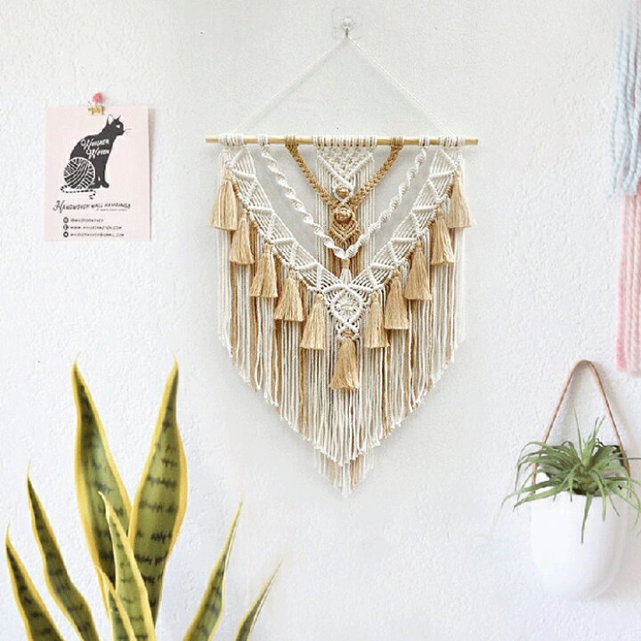 楽天市場】マクラメ タペストリー マクラメ編み 壁掛け 手編み 手織り  