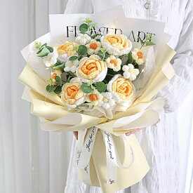 カギ編み 手編み 造花 花束 バラの花束 薔薇 永生花 フラワー 造花 プレゼント ギフト バレンタインデー ラッピング袋 卒業 卒園 入学 卒業祝い 卒業式 入学式 バラ 造花 女性 退職祝い 結婚祝い 花 発表会 誕生日 記念日 母の日 プレゼント 父の日 クリスマス 送料無料