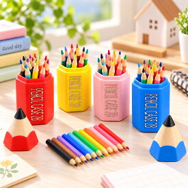 90000806【1セット販売】【4色から選択可能】ミニチュア 色鉛筆 12本セット ペンケース 鉛筆型キャップ 1/12 ドールハウス 文房具 約30mm 4色から選べる 1セット ジオラマ 模型 撮影小物