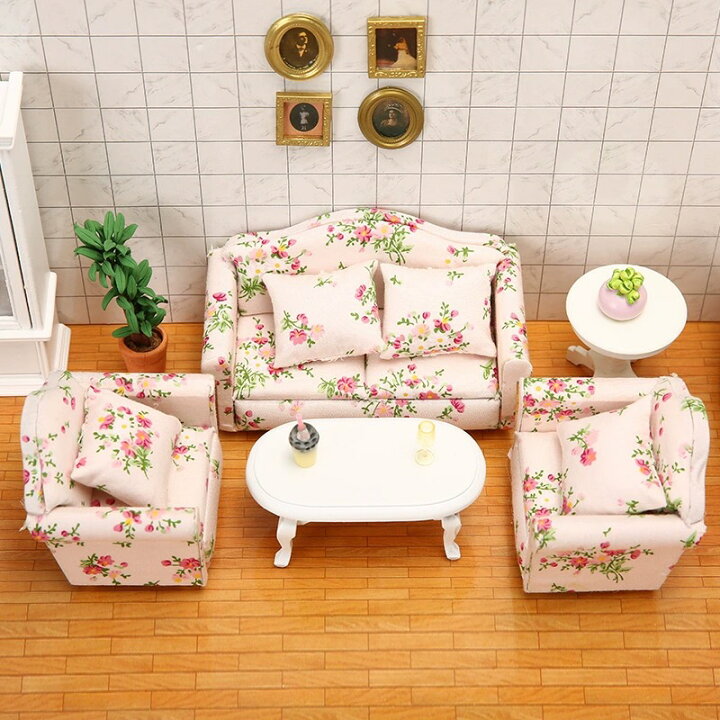 楽天市場】90000014（3点セット）ドールハウス ミニチュア 家具 花柄  