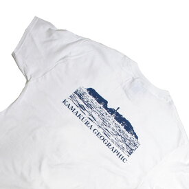 オリジナルTシャツ【鎌倉Tシャツ　江の島・バックプリント（ホワイト）】グラフィックTシャツ 1枚ずつ手刷りで作成しています 洗濯OK シルクプリント ギフトにも最適 湘南・鎌倉・江の島 半袖 コットン 綿Tシャツ 1年中着たくなる お土産