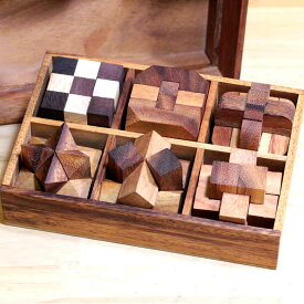 じつはハマります【癒しの木製パズル】名入れ刻印無料 ギフトに最適【Rocks Motion / 木製立体パズル6個セット】説明書・動画有 楽しめるパズル 脳トレ「ご両親へ・お返し・お祝い」おしゃれ雑貨 手先を動かして健康寿命 天然素材 新生活 卒業祝い