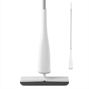 Eyliden 「F-60-WHITE スポンジモップ」 吸水モップ フロアモップ フローリング フロアワイパー モップ フラットモップ 掃除用品 絞り器付き 掃除ブラシ付き 水切りワイパー付き 水拭きモップ 軽