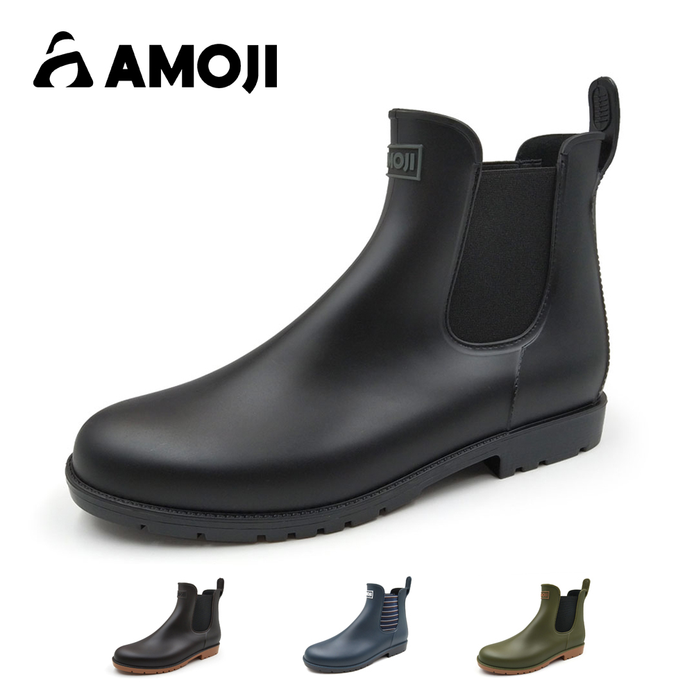 AMOJI 83%OFF 店内全品対象 アモジ レインブーツ メンズ レディース レインシューズ 雨靴 サイドゴアブーツ ショートブーツ 作業靴 ワークブーツ チェルシーブーツ