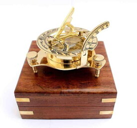 3.5インチ ノーティカル ウエスト ロンドン 日時計 コンパス 手作り木製ボックス付き 素朴なヴィンテージ ホームデコレーション ギフト