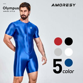 AMORESY アモレシー 公式 スポーツ ボディスーツ 半袖 膝上丈 上下一体型 男女兼用 ジム トレーニング 吸湿通気 夏用 Olympus シリーズ