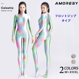 NEW~AMORESY アモレシー 公式 セレスティアシリーズ フロントジップ キャットスーツ ボディースーツ パターンデザイン ゼンタイ コスプレ