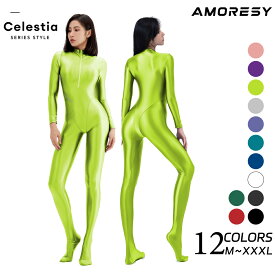 AMORESY アモレシー 公式 Celestia シリーズ フロントジップ キャットスーツ 全身タイツ 上下一体型