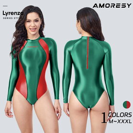 AMORESY アモレシー 公式 Lyrenzaライレンザーフェスティバル 長袖 ハイネック 水着レオタード 光沢スパンデックス 男女兼用 伸縮性 快適フィット クリスマス
