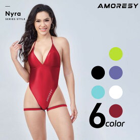 AMORESY アモレシー 公式 Nyraシリーズ バックレス レッグストラップ 水着 レオタード 上下一体型 6色