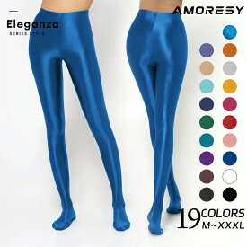 AMORESY アモレシー 公式 Eleganza フッテッド つま先包むタイプ タイツ レギンス 光沢スパンデックス 伸縮性 光沢
