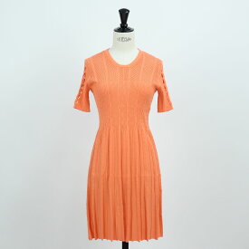 ＼ポイント5倍／【新品】 ケンゾー KENZO FA52RO511842 36 VISCOSE SOLID DRESS ニット ワンピース ドレス プリーツ ライトオレンジ レディース