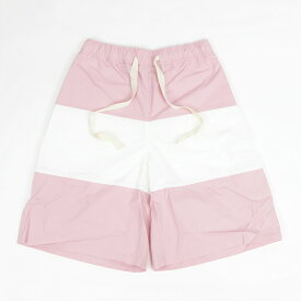 【新品】 ジェイダブリューアンダーソン JW ANDERSON ボトムス ハーフパンツ SR0012 PG0150 PANELLED RUGBY SHORT メンズ ピンク×ホワイト ウエストゴム コットン ロゴ 刺繍 ボーダー