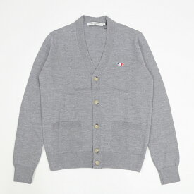 【新品】 メゾン キツネ MAISON KITSUNE ニット カーディガン FU00501KT1036 H150 ユニセックス グレー ワンポイント フォックス シンプル Vネック パッチポケット メンズ レディース