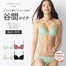 [アモスタイル]デイジーレース きゅっと寄せブラ ブラ＆ショーツセット【B,C,Dカップ】AMST1150 WHU3 + Hikini JX