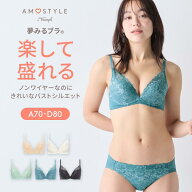 【楽天限定タイムセール】[アモスタイル]夢みるブラ ノンワイヤー ブラ＆ショーツセット ドリームデイリ…