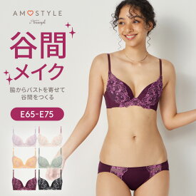 [アモスタイル]デイリーAMOSTYLE 寄せブラ ブラ＆ショーツセット クラシックフラワー【Eカップ】AMST514 WHU + Mini JX