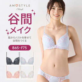 [アモスタイル]Daily AMOSTYLE 寄せブラ ブラ＆ショーツセット キューティーブロッサム【B,C,D,E,Fカップ】 AMST519 WHU + Mini JX ブラ ショーツ 上下セット 谷間 脇寄せ 美胸 大きいサイズ ラージサイズ