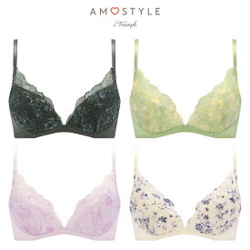 ★セール20％OFF★[アモスタイル]胸元ぴったりブラ ブラ＆ショーツセット【B,C,D,Eカップ】 AMST1533 WHU + Mini JX