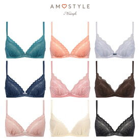 【楽天限定タイムセール】[アモスタイル]夢みるブラ ノンワイヤー ブラ＆ショーツセット デイジーシャワー 【A,B,C,Dカップ】AMST1260 HU2+Hikini JX 下着 ノンワイヤーブラ レース 谷間 美胸 盛り 盛れる