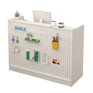 木製受付カウンター|鍵付き引き出し・オープン収納・多機能|企業エントランス・コンビニ・サロンに|レジカウンター・フロントデスクK12