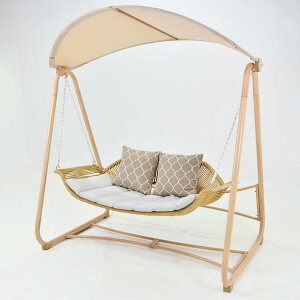 ブランコ 屋外 2人乗り 手編み籐椅子 幅174×奥行120×高さ158cm クッション座面 自立式ブランコ 大人用 子供 おしゃれ ベンチスイング 大型 おもちゃ 遊具 2人用 屋外遊具 子供用