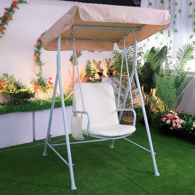 ブランコ 屋外 2人乗り 幅135×奥行113×高さ160cm 屋根付き クッション座面 ポルド 自立式ブランコ 大人用 子供 おしゃれ ベンチスイング 大型 おもちゃ 遊具 2人用 屋外遊具 子供用 (グリーン, 2人乗り(幅135×奥行113×高さ160cm))
