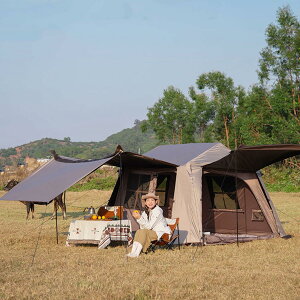 キャノピーテント 4-6人用 前室付き 5面メッシュ窓付き キャンプ テント ワンタッチテント 設営簡単 260*230*190cm 厚いビニール UVカット 防水 耐水圧?3000mm 煙突穴付き 防災用 キャンプ用品 お花