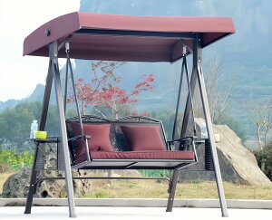 屋外 スイングチェア 屋根付き パティオスイングチェア スイングチェア 、2-3人用パティオスイング パティオスイング ガーデンベンチ、防水、日焼け止め、紫外線防止、アイテムを置きやす
