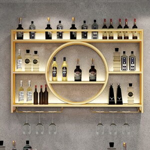 酒ラック、壁掛けアイアンワインラック、LED照明付き酒ボトル棚、バー棚壁掛け、金属製ワインボトルガラスラックボトル陳列棚、鉄製ワインボトル陳列棚、リビングルーム、ダイニングル
