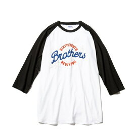 68&BROTHERS 68&ブラザーズ トップス Tシャツ カットソー 3/4 Baseball Tee ”Classic BB” 3/4スリーブTシャツ ホワイト×ブラック/M-XL