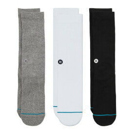 STANCE SOCKS スタンス ソックス 靴下 ICON 3 PACK 3足セット クルーソックス ホワイト グレー ブラック メンズ レディース/フリー