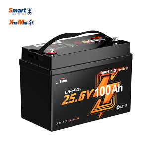 �y�V�����i�zLiTime 24V 100Ah Xtra Mini �����_�S���`�E���C�I���o�b�e���[ Bluetooth�@�\ 100A�[���d�d�� 2560Wh�d�͗� 4000��ȏ�T�C�N�� �ቷ�ی� �}���� �D�� �G���L�[ �g�����[���O���[�^�[�Ȃǂ�
