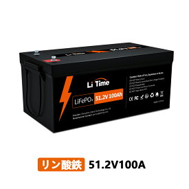 LiTime 51.2V 100Ah LiFePO4リチウムバッテリー グループ8D 内蔵100A BMS、グレードA?セル、最大5120W 負荷電力、4000-15000 回サイクル & 10 年寿命、ソーラー ホーム、RV、オフグリッドに最適