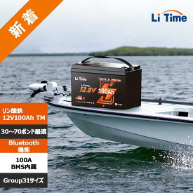 【新製品★Bluetooth機能付き】LiTime 12V 100Ah TM リン酸鉄リチウムイオンバッテリー Bluetooth機能 低温保護 100A BMS内蔵 Group31サイズ LiFePO4 トローリングモーター ヨット 船舶 ボート キャンピングカー