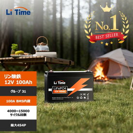 LiTime 12V 100Ah リン酸鉄リチウムイオンバッテリー グループ 31 内蔵100AのBMS 4000~15000サイクル回数 RV ソーラー 家庭用蓄電 バックアップ電源 オフグリッド アプリケーション ボート トローリングモーターに最適