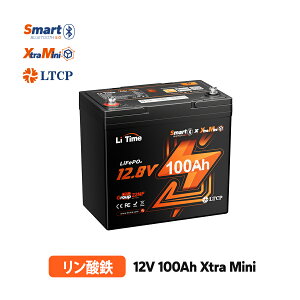 �yMini�T�C�Y�̐V���Ȑi���zLiTime 12V 100Ah Xtra Mini �����_�S���`�E���C�I���o�b�e���[ Bluetooth�@�\ ���A���^�C�����\�� �����[�g����\ 1280Wh�d�͗� 100A��BMS 4000~15000��T�C�N��