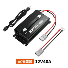 【3周年祭限定】LiTime 12V40A リチウムイオンバッテリー充電器 14.6V 40A 12V リン酸鉄リチウムバッテリー専用 ディスプレーとLEDインジケーター付き AC-DCスマートチャージャー 12.8V LiFePO4用 40A急速充電 PSE認証取済